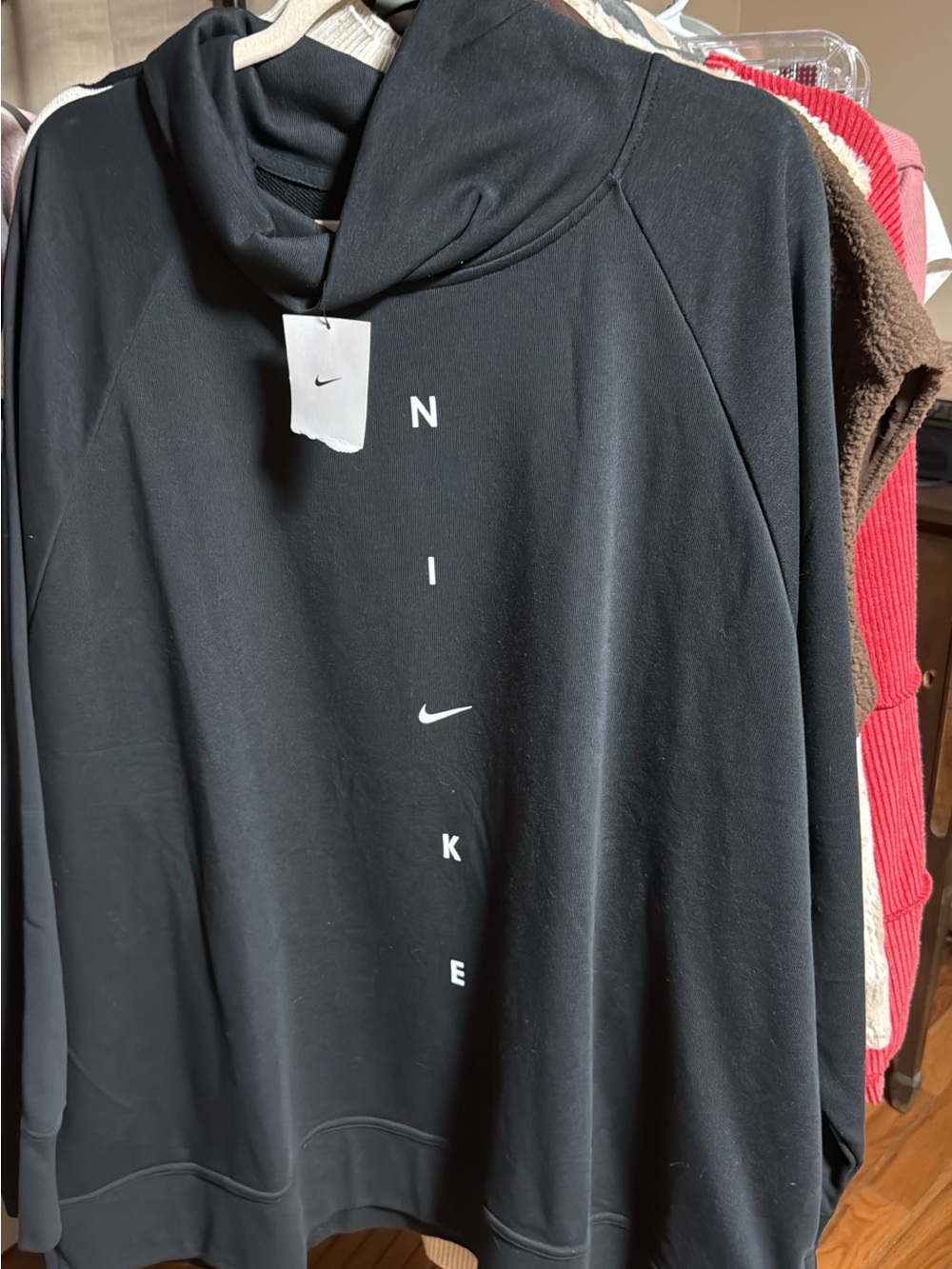 Nike Black Hoodie with Vertical White Logo